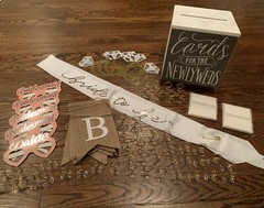 Wedding / Bridal Accessories Lot – Card Box, Table Number Holders, Signs