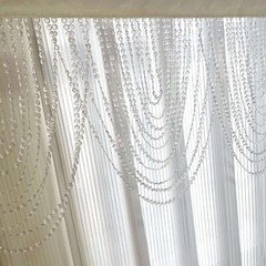 2 CLEAR Acrylic Crystal Beaded CURTAIN Valance Fabric Top Rod Pocket Party Event