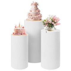 White Metal Pedestal Stands Dessert Cake Display Pillar for Wedding Birthday US