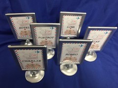 Wedding Table Signs / Names Aviation Airplane Red Blue Theme Phonetic Alphabet