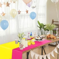 12 Pcs Neon Glow Bright Color Satin Silk Table Runners, Neon A-Bright Color