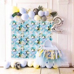 Silk Flowers Wall Panels for Wedding Backdrop 6 Packs Blue Artificial Floral