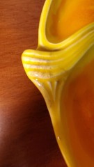 Decor Vintage Chip Trays No Dip Bowl Unmarked Pottery Glazed Yellow Orange