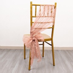 5 DUSTY ROSE Sheer Crinkled Organza CHAIR SASHES Party Events Home Decorations