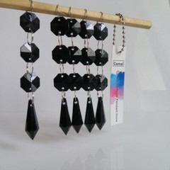 100Pcs Black Acrylic Crystal Garland Hanging Beads Curtain Wedding Party DIY