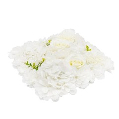 6pcs 15*15in White Artificial Flower Wall Panels Venue Background Floral Decor