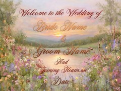 Custom Wedding Welcome Sign on Canvas | Romantic Floral Sunset Wildflowers