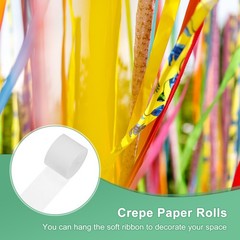 6-Rolls 492ft Crepe Paper Streamer for DIY [White-1.8 Inch x 82 Ft/Roll]