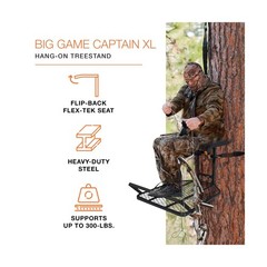 Big Game Captain XC Hang-On Treestand, Lightweight Steel Construction with 14…