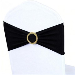 Black Chair Sashes 50 Pack with Gold Buckle Slider, Spandex Sashes for Foldin…