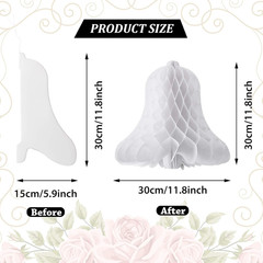5 Pcs Paper Wedding Bells Hanging 12 Inch Large Heavy Honeycomb Bells Bridal Hon