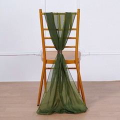 Olive Green Premium Curly Chiffon CHAIRS Covers Cap SASHES Bows Ties Home
