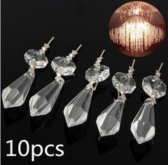 10 Clear Chandelier Glass Crystals Lamp Prisms Parts Hanging Drops Pendants 38mm