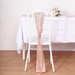5 BLUSH Tulle CHAIR SASHES Sequins Geometric Pattern Party Events Decorations