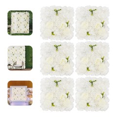 6pcs 15*15in White Artificial Flower Wall Panels Venue Background Floral Decor