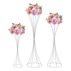 3Pcs Modern Silver Metal Flower Stand for Wedding Table Centerpieces Decor