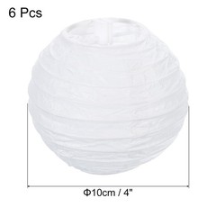 6pcs 4 Inch Folding Hanging Paper Lanterns Small Lampshade White