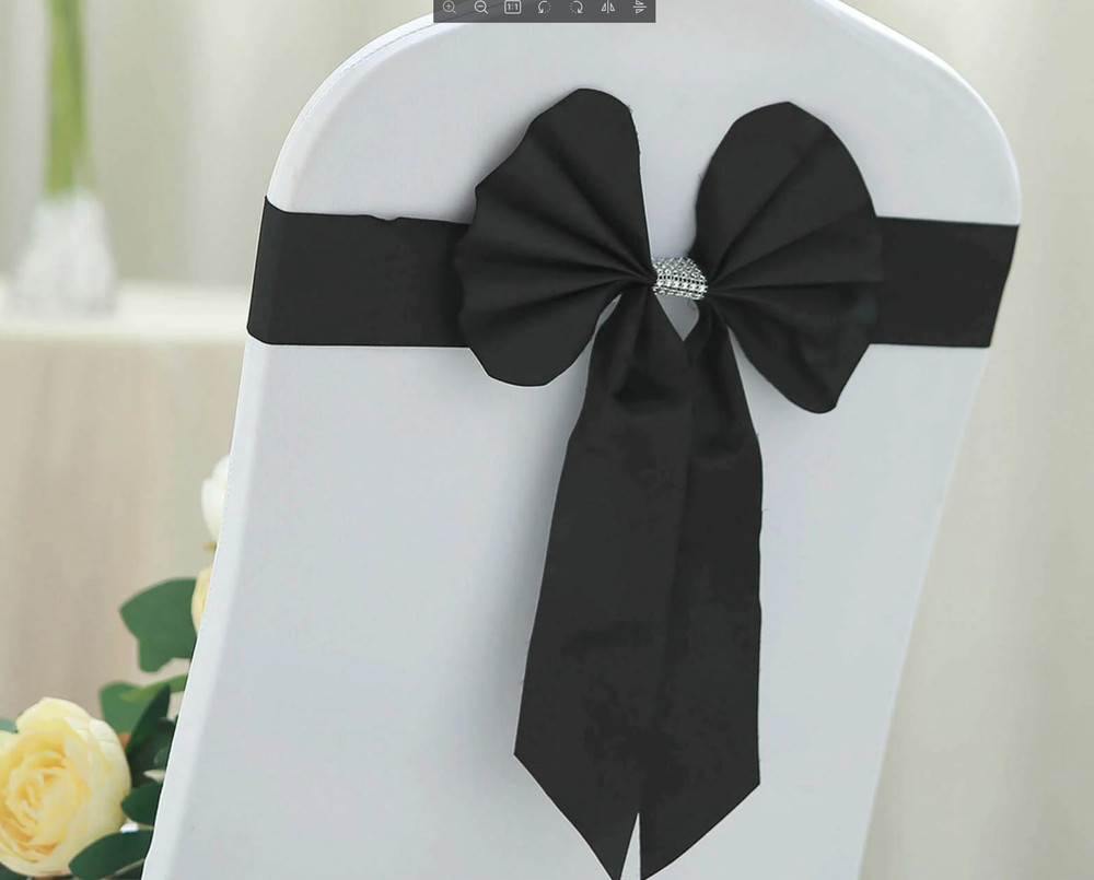 Lot of 25 Black Reversible Satin Wedding Shower Party Bow Tie Chair Decor NEW!