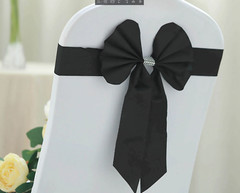 Lot of 25 Black Reversible Satin Wedding Shower Party Bow Tie Chair Decor NEW!