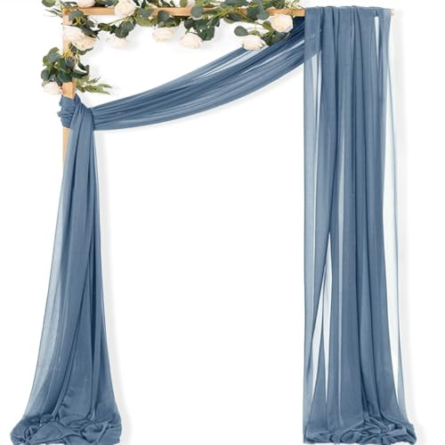 Dusty Blue Wedding Arch Draping Fabric 1 Panel 29″ x 6.6 Yards Extra Long