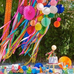 Happy Birthday Banner Decorations, Rainbow Birthday Decorations Set, Paper Fl…