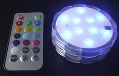MULTICOLOR (10) LED SUBMERSIBLE PARTY LIGHT BASE WITH REMOTE CONTROL -BULK PRICE