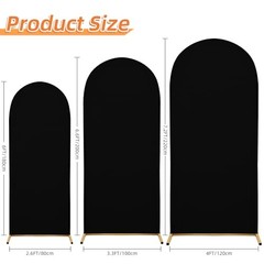 3-Piece Arch Cover Bundle – 7.2FT, 6.6FT & 6FT Stretch 7.2FT 6.6FT 6FT black