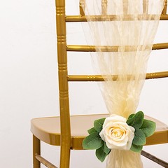5 CHAMPAGNE Sheer Crinkled Organza CHAIR SASHES Party Events Home Decorations