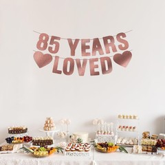 Pre-Strung 85th Birthday Banner – Rose Gold Glitter, Happy 85th Birthday Part…