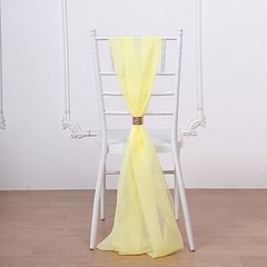 10 Yellow Premium Chiffon Wide CHAIR SASHES Wedding Party Reception Decorations