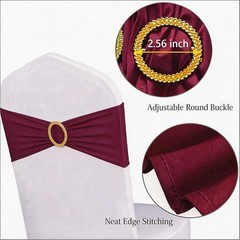 Reusable Dark Burgundy Chair Sashes 50 Count with Gold Buckles for Celebrations