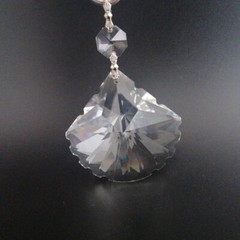 5Pcs 58mm Scallop Shape Crystal Pendant w/14mm Octagon Beads w/Chrome Bowtie Pin