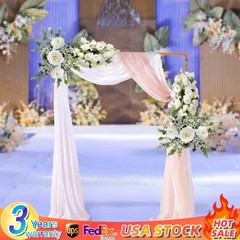 Square Wedding Arch, Gold Metal Framework Heavy Duty Backdrop Stand Garden