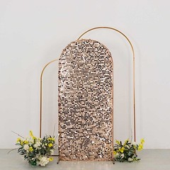 6 ft BLUSH Big Payette Sequin Fitted Round Top Wedding Arch STAND COVER Party