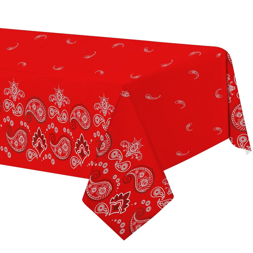 PHOGARY 2 Pieces Western Party Tablecloth, Bandana Cowboy Themed Disposable T…