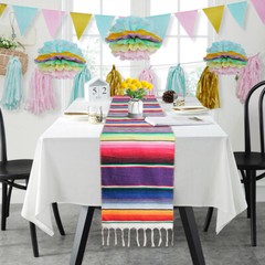 2Pack 14″ x 108″ Mexican Serape Table Runner Fiesta Party Decorations Tablecloth