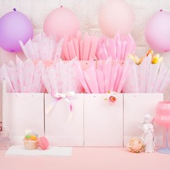Larcenciel Tissue Paper, 50 Pcs Baby Feet Print Pink Paper for pink