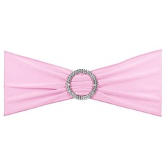 25Pcs 14″x5″ Stretch Chair Sashes Bows Chair Bands Sash with Buckle Pink