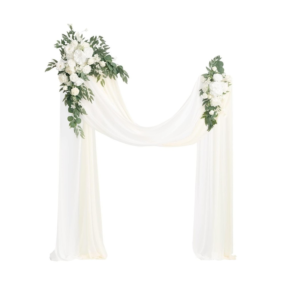 Ling’s moment Artificial Wedding Arch Flowers Kit Pack of 4, 2pcs Hanging Sil…