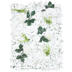 6 PCS Artificial Flower Wall Panel White Hydrangea Rose Wedding Backdrop Decor