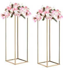 23.6in 2 Pcs Tall Gold Metal Flower Stand for Wedding Table Centerpieces Decor