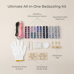 Fabric Rhinestone Setter Kit with 10000 Pieces Glass Rhinestones and Pearls