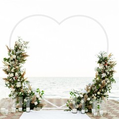 7.2ft Heavy Duty White Heart Shape Wedding Arch Backdrop Stand Metal Arbor Frame