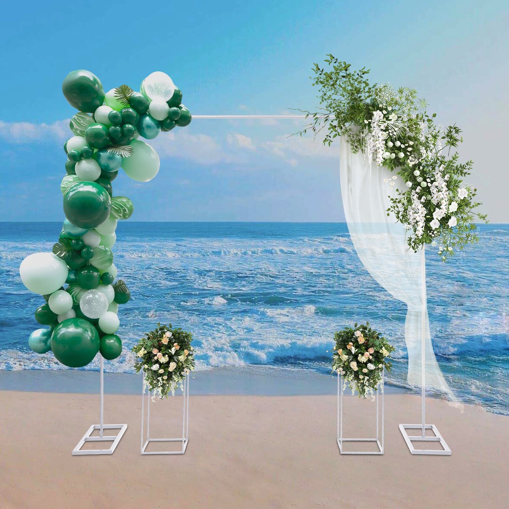 6.56*6.56ft Balloon Stand with 2 Flower Stands Metal Wedding Backdrop Stand