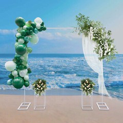 6.56*6.56ft Balloon Stand with 2 Flower Stands Metal Wedding Backdrop Stand