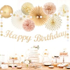 Champagne-Gold Beige Fall Boho Birthday Party-Decorations – 21pcs Autumn Neut…