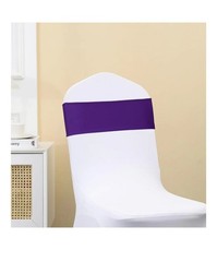 Chair Sashes Stretch Bows 50pcs Set for Xmas, Wedding, Banquet Decor PURPLE