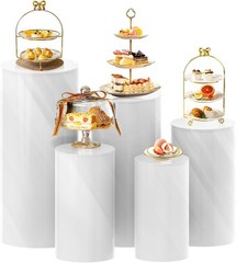5Pcs Cylinder Stands for Party Pedestal Display Plinth Pillars for Wedding Decor