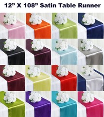 Pack of 10/20/30 Satin Table Runner Wedding Party Decoration 12″x108″- FREE SHIP