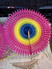 Lot Of 2 80s Denmark PINWHEEL FAN PAPER LARGE 3′ PARTY DECOR Mardi Gras 36″